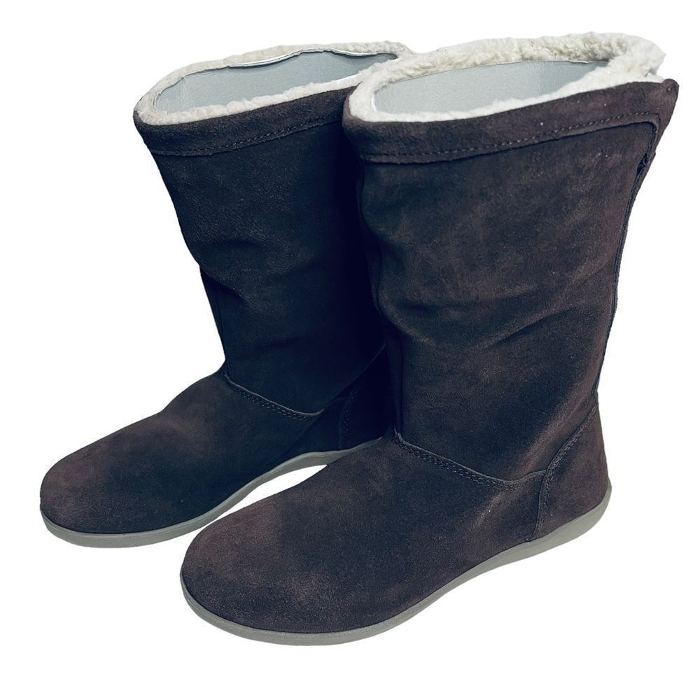 NIB Crocs Adela Foldover Fuzz Bootie 6 Mahogany Khaki‎ Standard Fit Brown